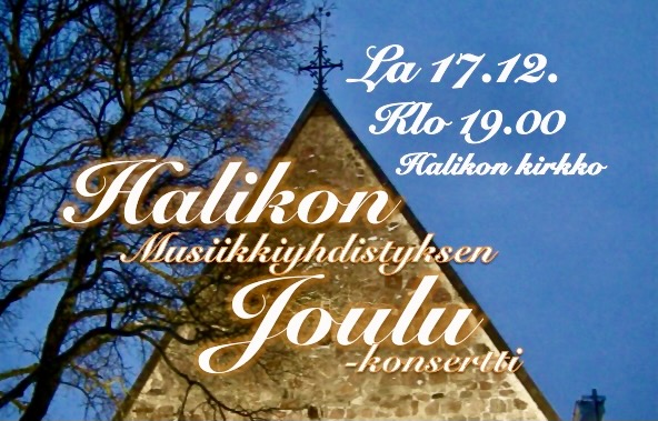 Halikon Musiikkiyhdistys järjestää ’Halikon Joulu’ konsertin 17.12. klo 19