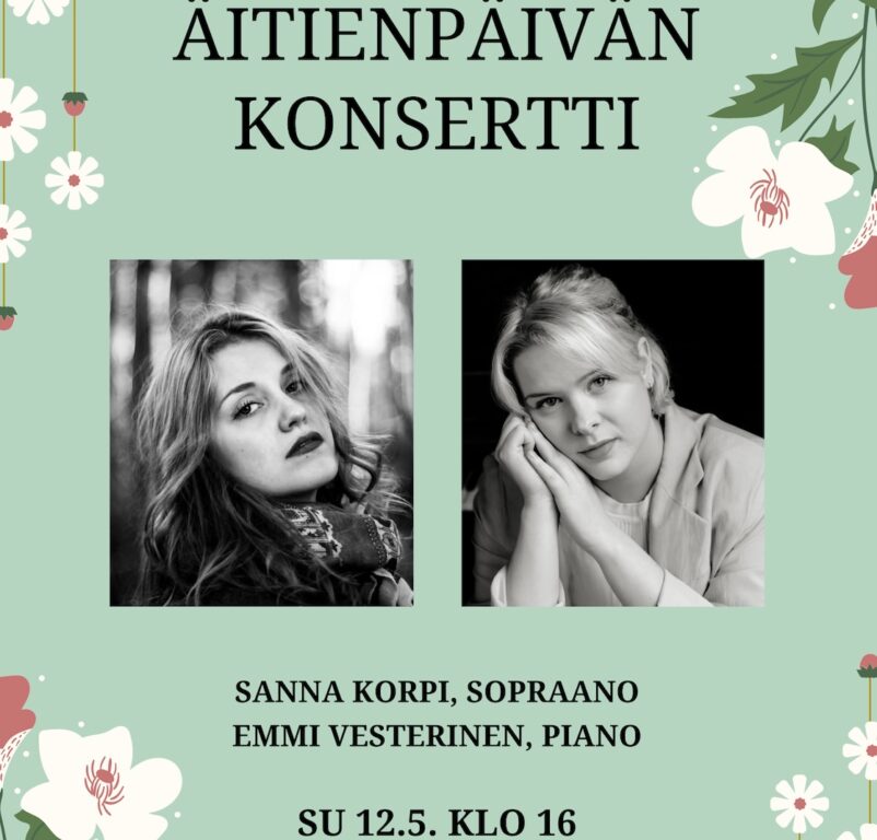 Sanna Korpi ja Emmi Vesterinen kuvat vihreällä kukkaistaustalla