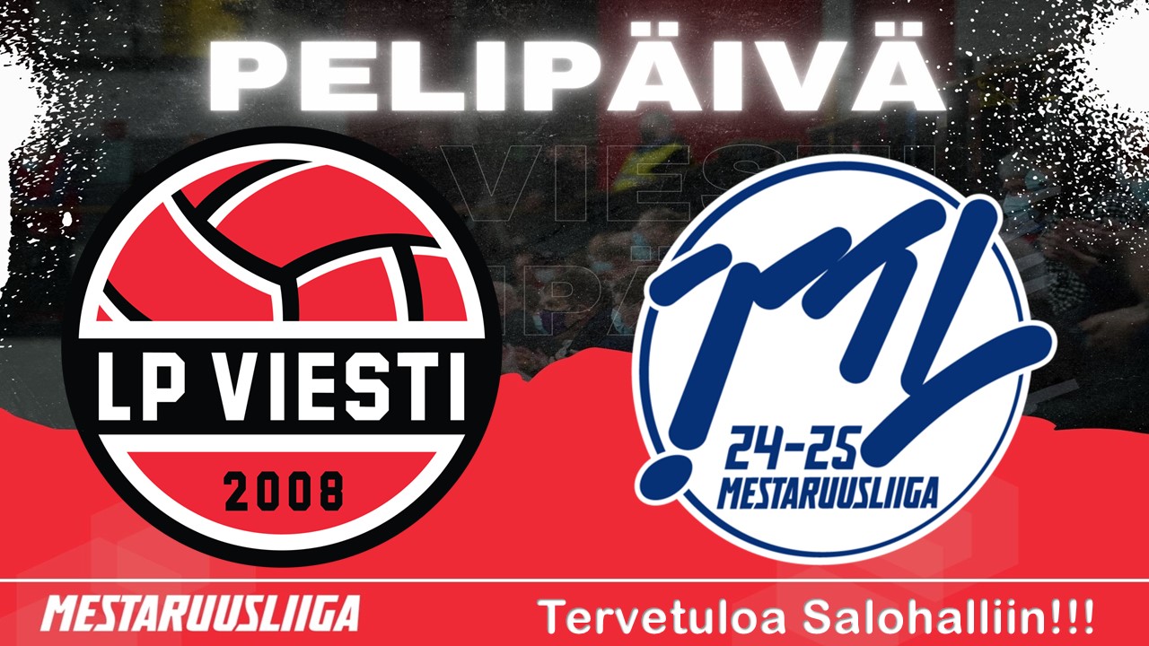 LP Viesti ja 24–25 Mestaruusliiga -logot punamustalla taustalla