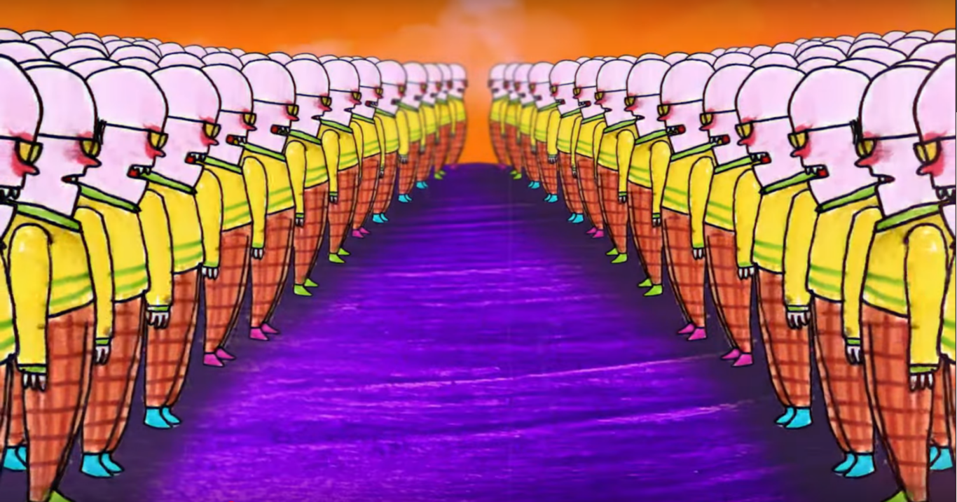 Still image of David Graham's animation, Us and Them