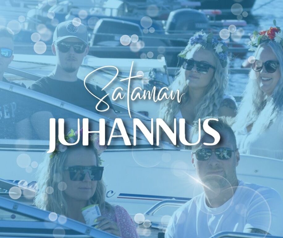 Juhannusjuhlijat veneissä Mathildan Marinan satamassa