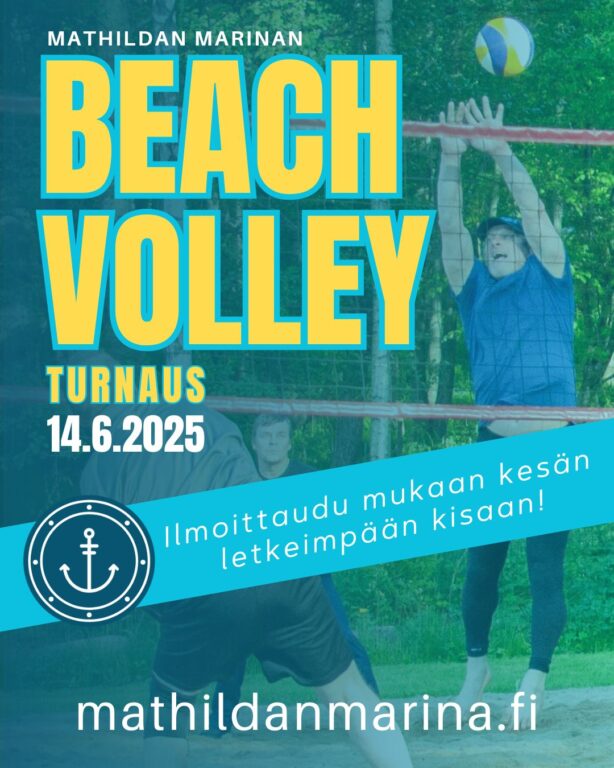 Miehet pelaavat Beach Volleya Mathildan Marinan rantalentopallokentällä