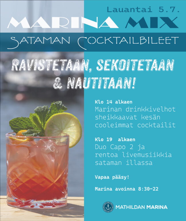 Punainen cocktail Mathildedalin satamassa