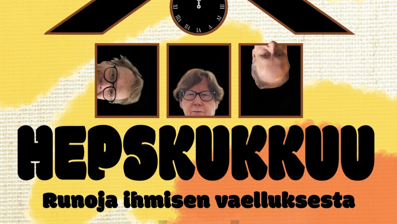 Eila Mamia, Aki Toivoniemi ja Janne Kuusinen käkikellomaisessa hepskukkuu-asetelmassa.