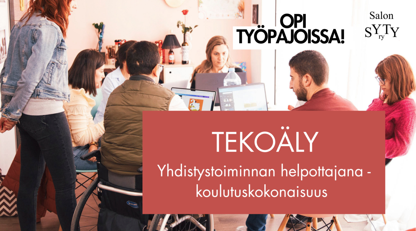 Joukko ihmisiä pöydän ääressä.
