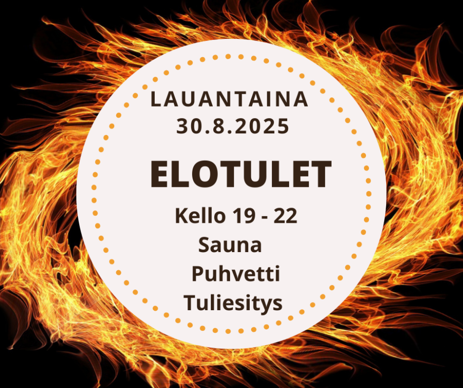 Elotulet-tapahtuman ilmoitus, kuva ja tekstiä
