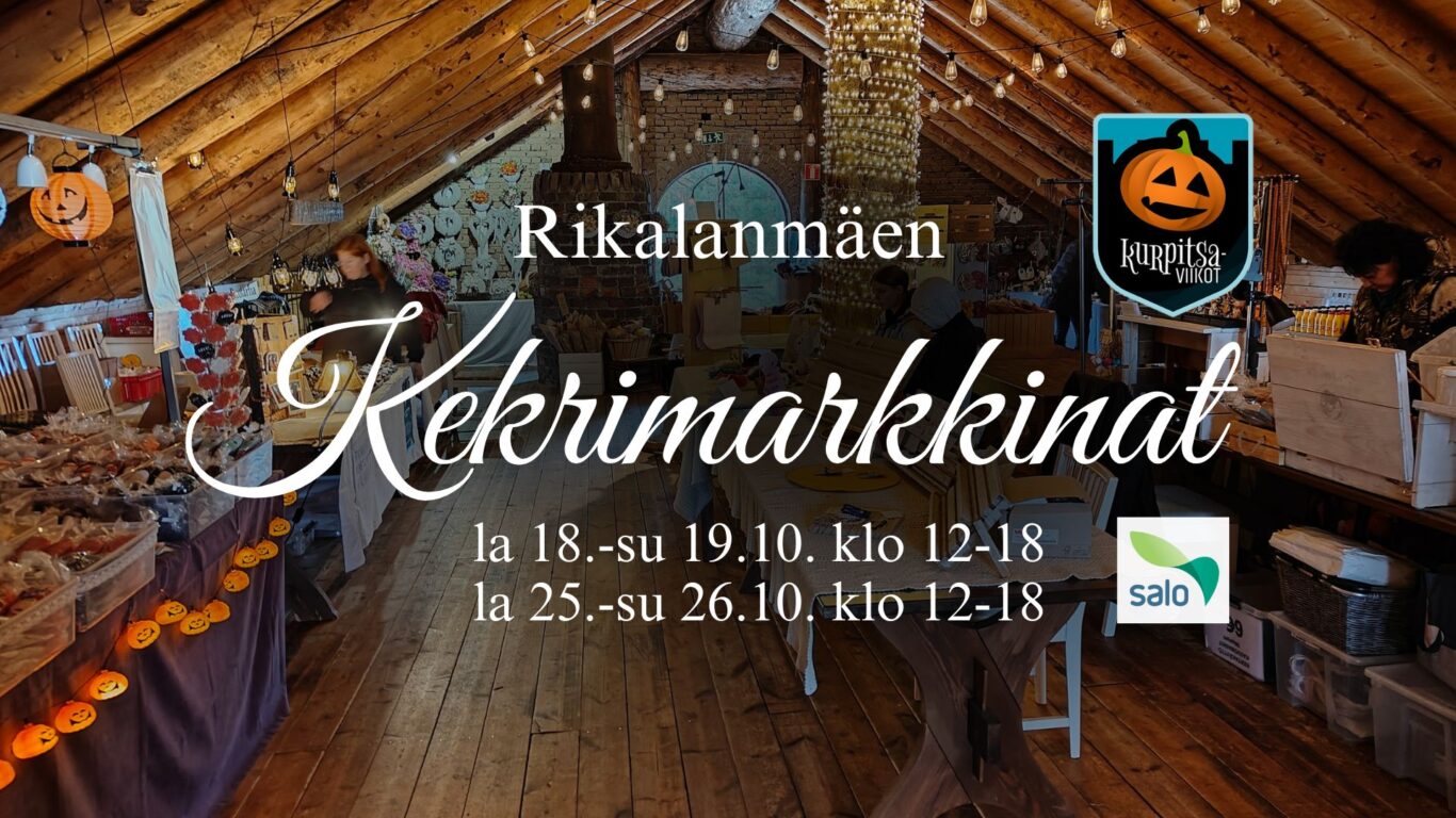 Rikalanmäen Kekrimarkkinat valtaavat Rikalanmäen, Myymässä aitoja käsityöläisiä ja lähituottajia, kurpitsaviikot, vilskettä ja vilinää