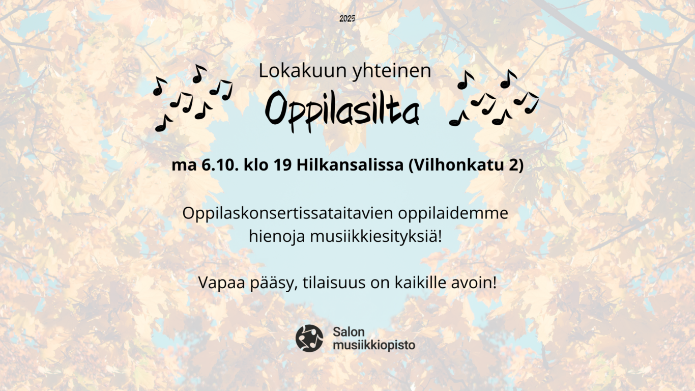 Tekstin taustalla keltaisia vaahteranlehtiä, joiden keskelle muodostuu sinisestä taivaasta sydänkuvio.