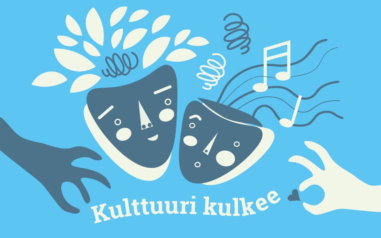 Kulttuuriluotsilogo tekstillä Kulttuuri kulkee.