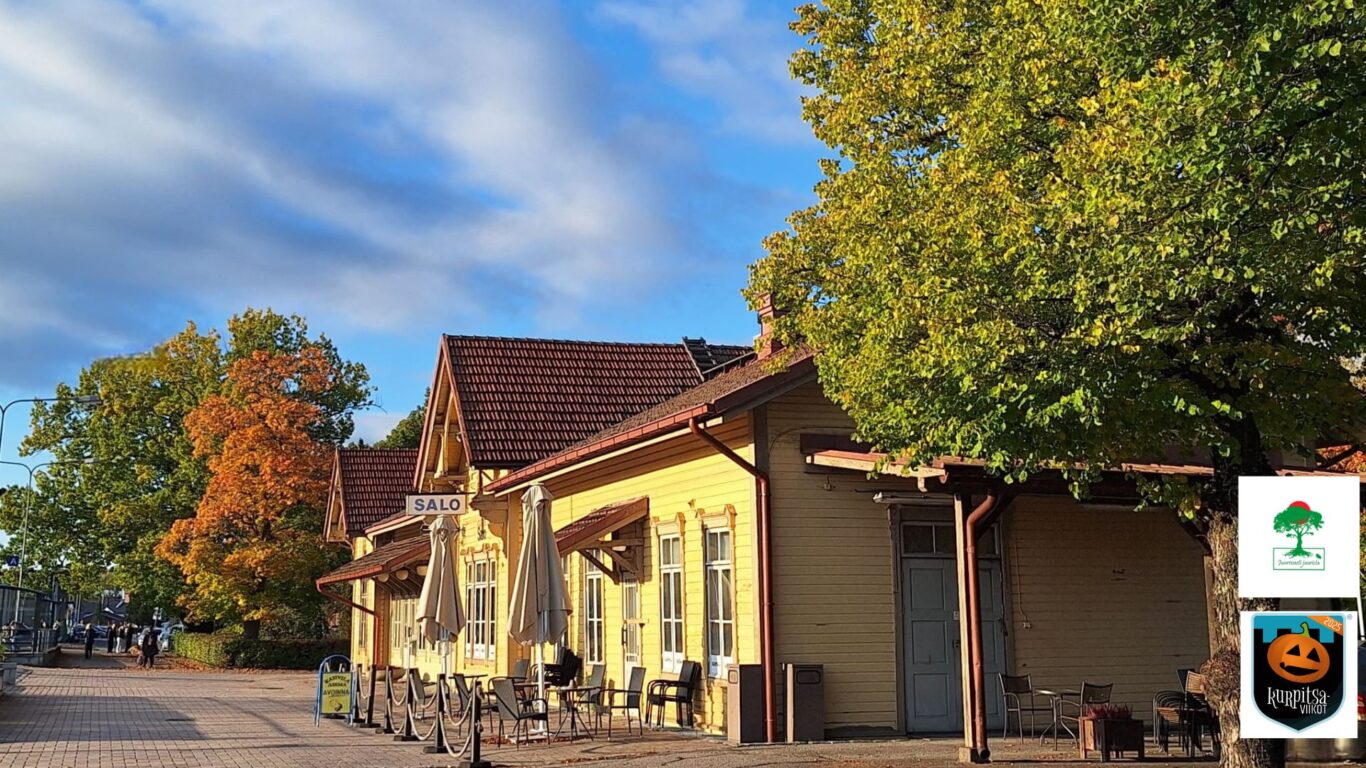 Salon rautatieasema ilta-auringossa syksyllä