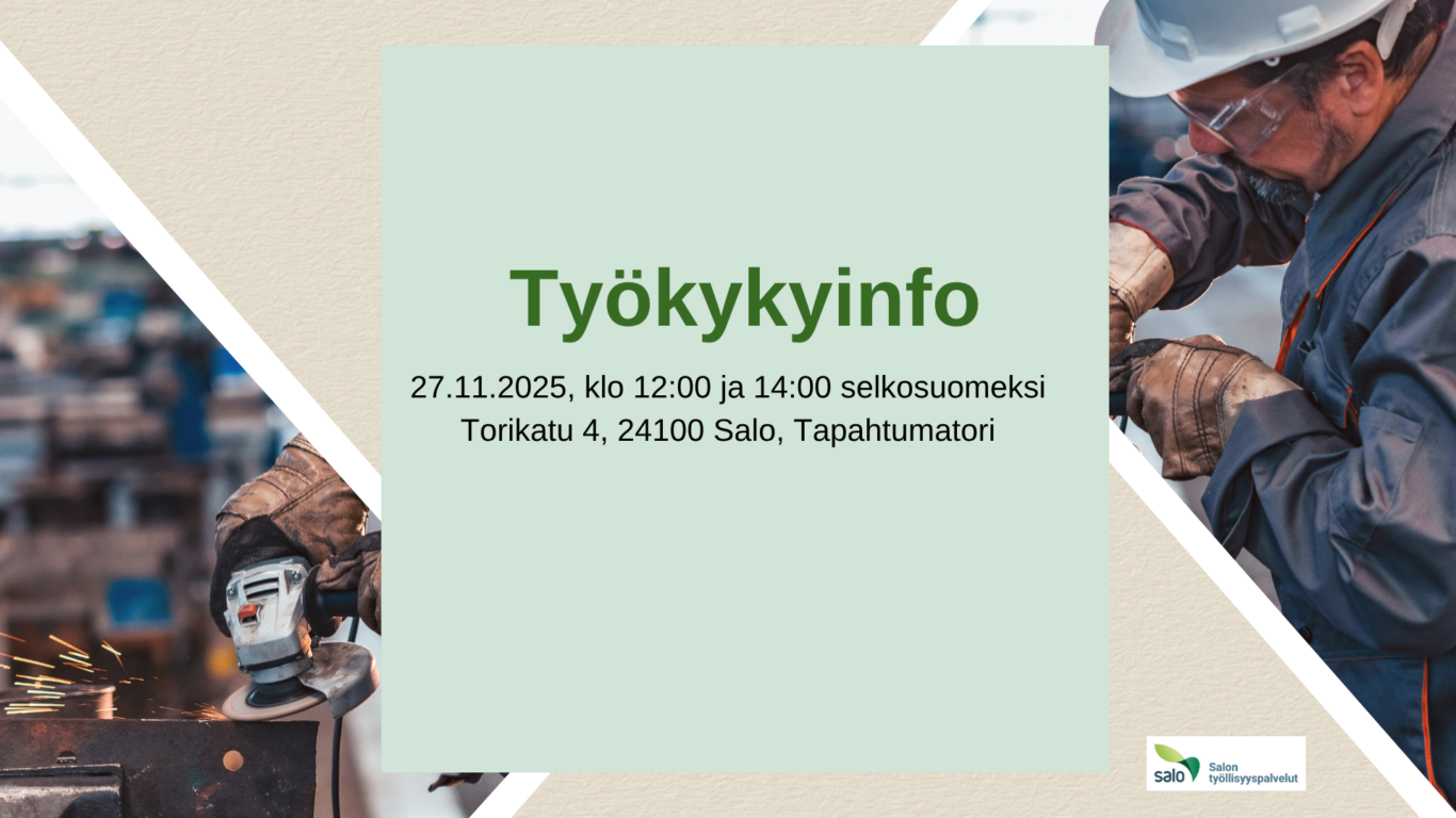 Työkykyinfo, 27.11.2025, klo 12:00 ja 14:00 selkosuomeksi, Torikatu 4