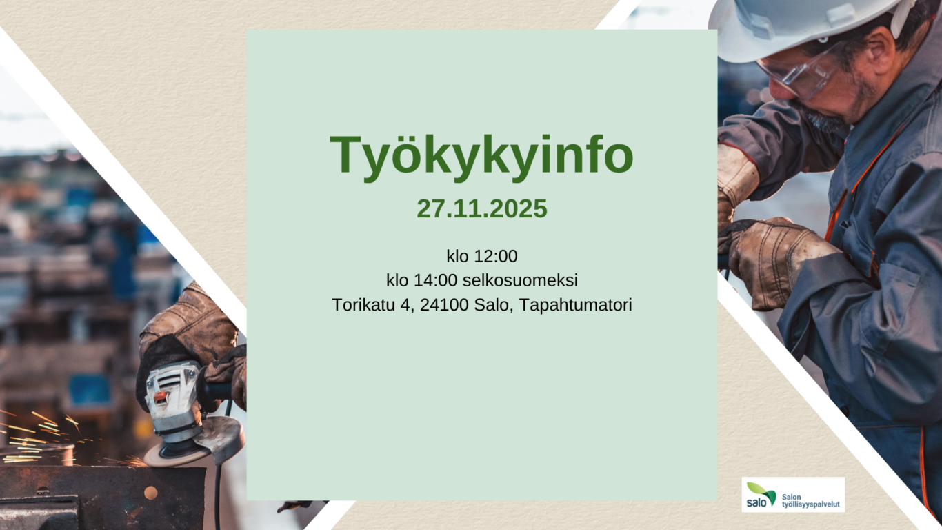 Työkykyinfo, 27.11.2025, klo 12:00 ja 14:00 selkosuomeksi, Torikatu 4