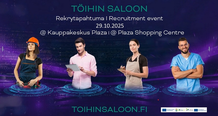 Töihin Saloon -rekrytapahtuma 29.10.2025 klo 13-15, kuvituskuva.