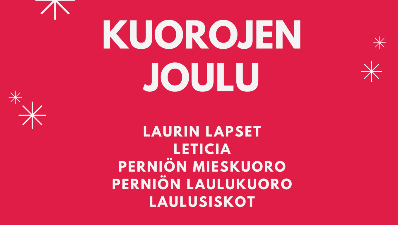 Valkoista tekstiä konsertista, punaisella pohjalla