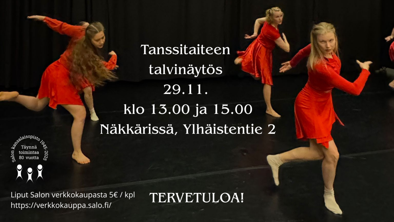 tanssitaiteen talvinäytös kulttuuritila näkkärissä 29.11.2025 kello 13 ja kello 15