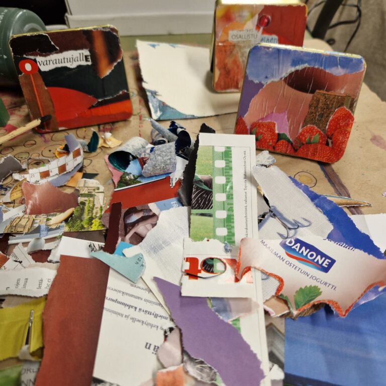 kollaasi. laatikkokollaasi. kierrätyskuningatar