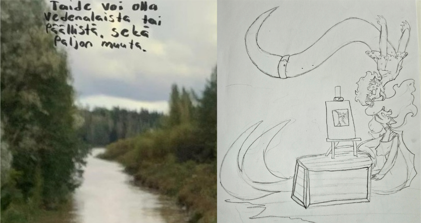 kuvataidekoululaisten taideteos pari