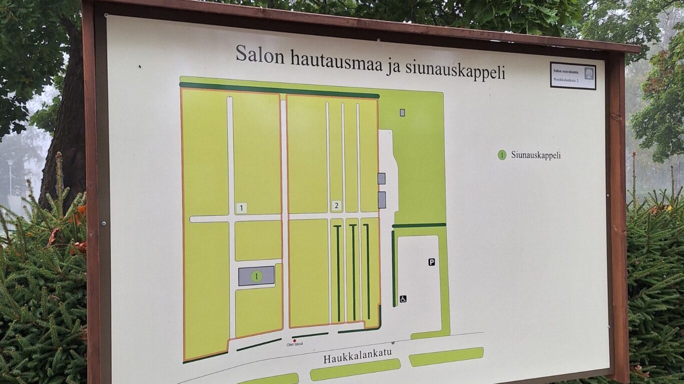 Salon vanhan hautausmaan kartta