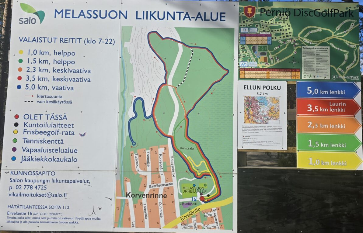 Melassuon kuntoradan opastaulu