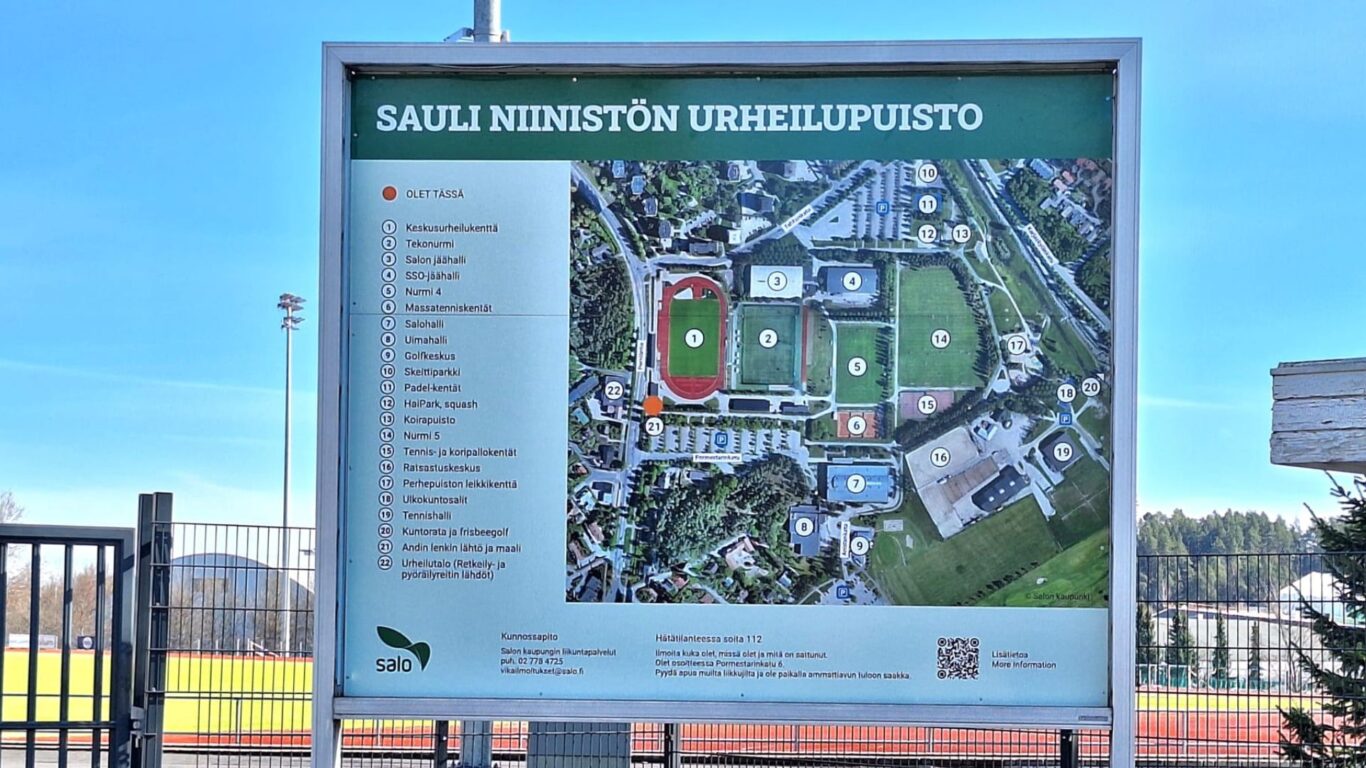Sauli Niinistön Urheilupuisto, Salo - opastuskartta