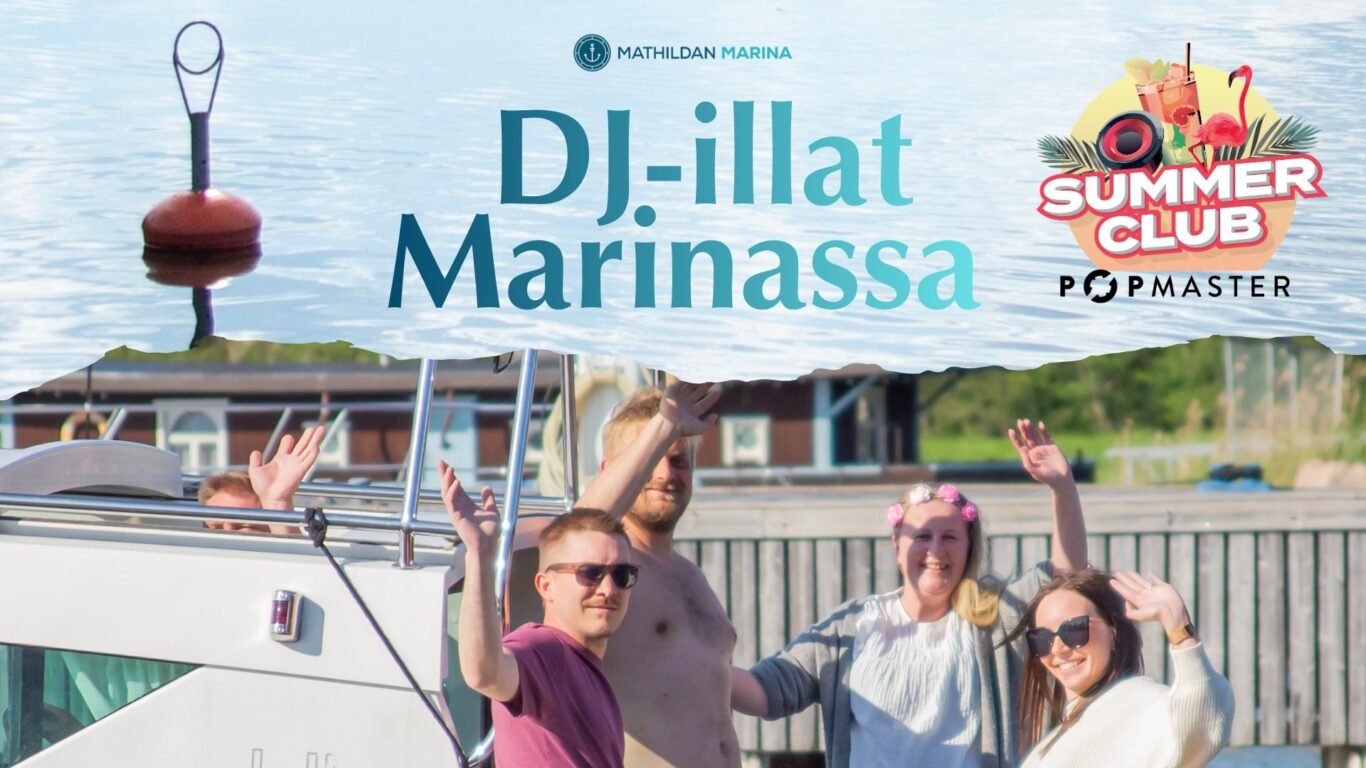 Iloisia ihmisiä veneessä Mathildedalin satamassa