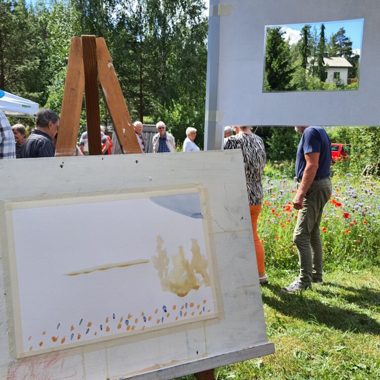maisemamaalaus, Trömperi, kestikievari, vesivärit