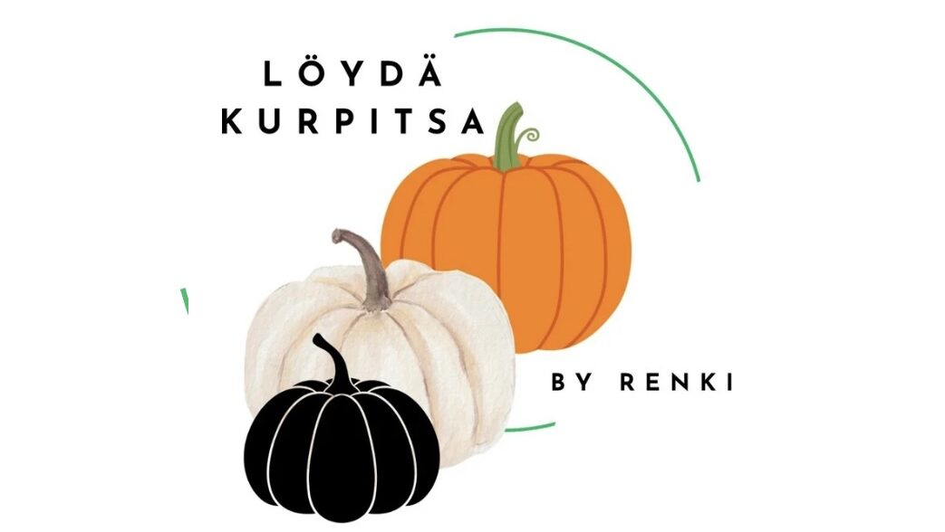 Kurpitsoja, vihreä kaari, teksti Löydä Kurpitsa by RENKI 